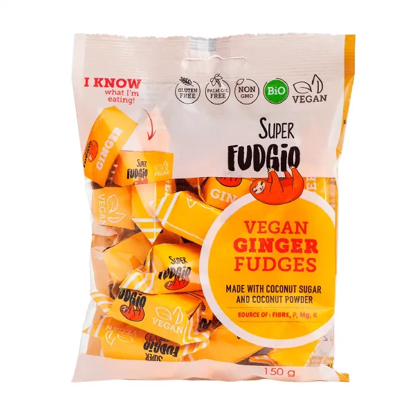 Super Fudgio | Ekološki mehki ingverjevi bomboni brez mleka, 150 g