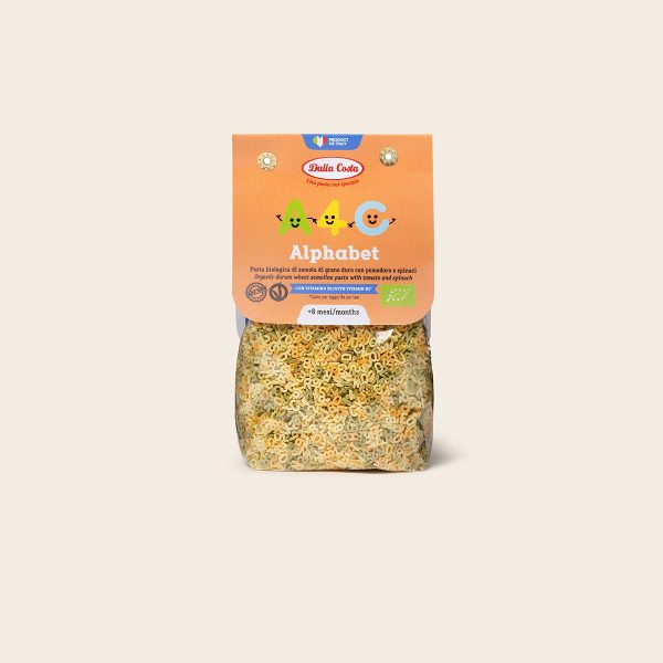 DALLA COSTA | Ekološke otroške tribarvne testenine Abeceda, 200 g