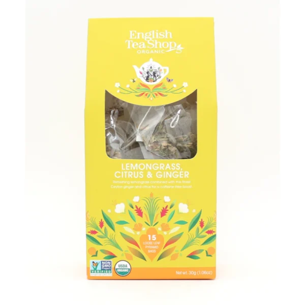 English Tea Shop | Ekološki čaj Limonska trava, citrusi in ingver, 15 svilnatih vrečk